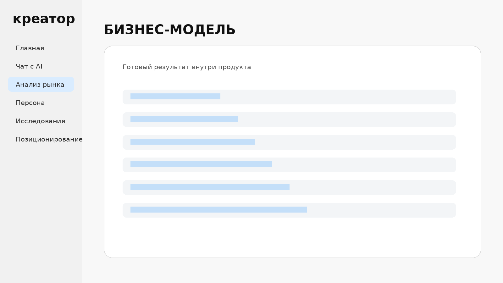 Бизнес-модель в Креаторе